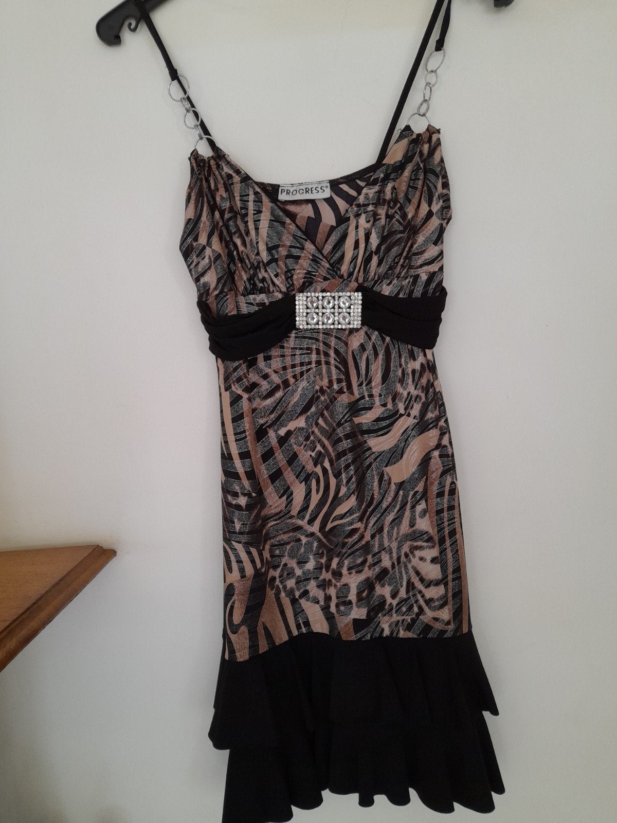 robe d'été, noir et chamarrée brun et beige, Taille 38/40 (M), Enlèvement ou Envoi, Progress, Comme neuf