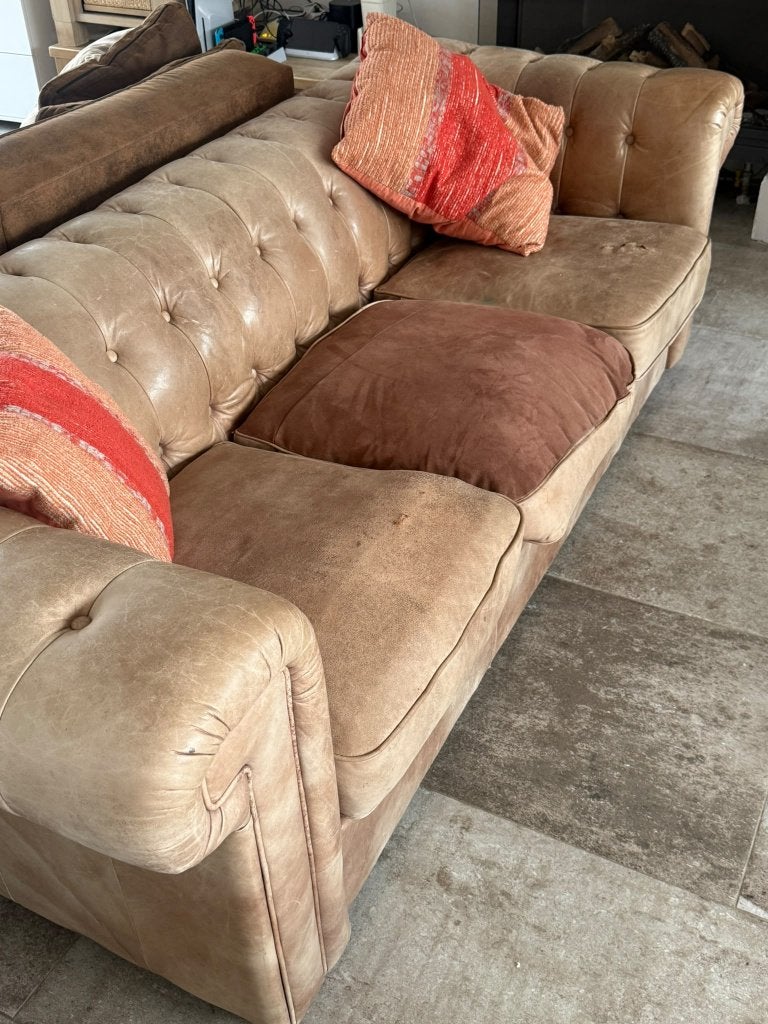 Chesterfield met klleine schades GRATIS, Ophalen, Gebruikt, Driepersoons, Landelijk
