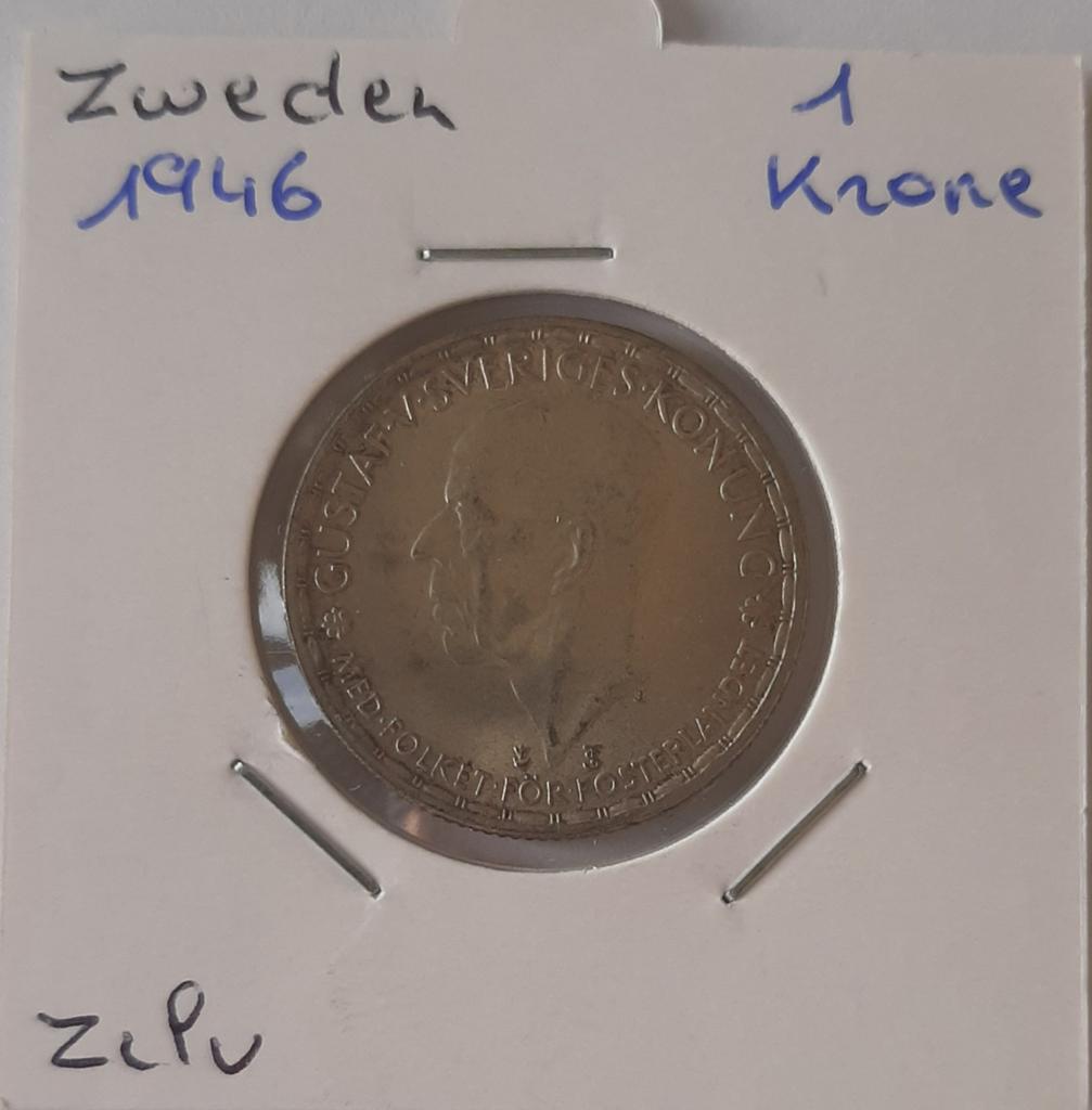 Suède 1 couronne 1946 argent, Envoi, Argent