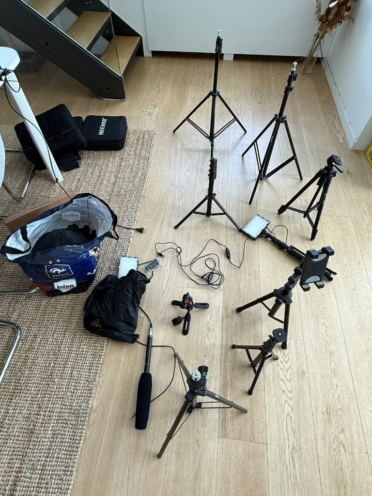 Kit éclairage studio Neewer - 5 pieds + 2 panneaux LED, Enlèvement, Utilisé, Neewer, Lampe de studio