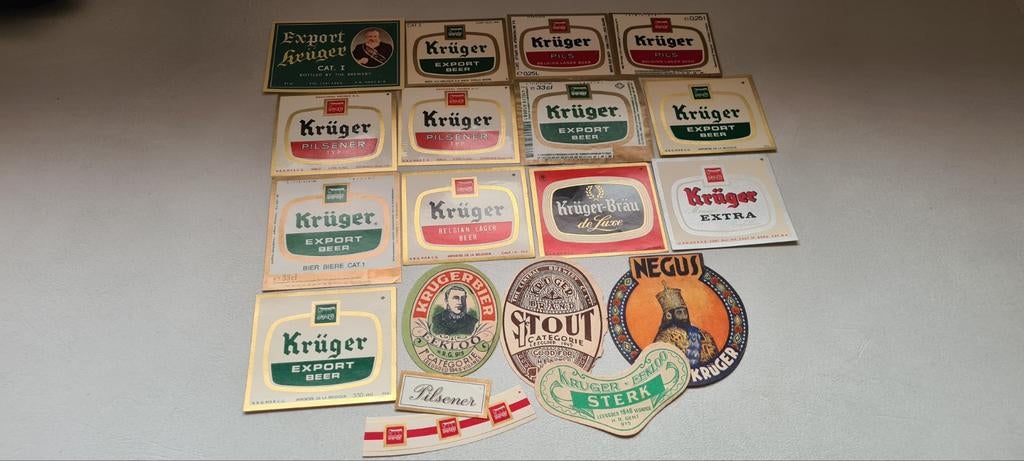 Bier etiketten KRUGER, Ophalen of Verzenden