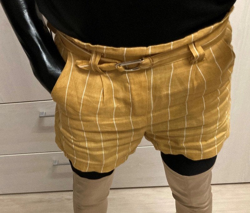 Short en lin marron doré Bershka taille S, Enlèvement ou Envoi, Taille 36 (S), Brun, Courts
