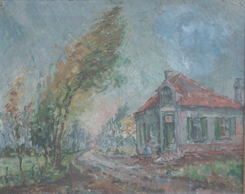 Ernest Gorus (1922): Landelijk zicht (O/D, 74 x 64 cm), Enlèvement ou Envoi, Signé