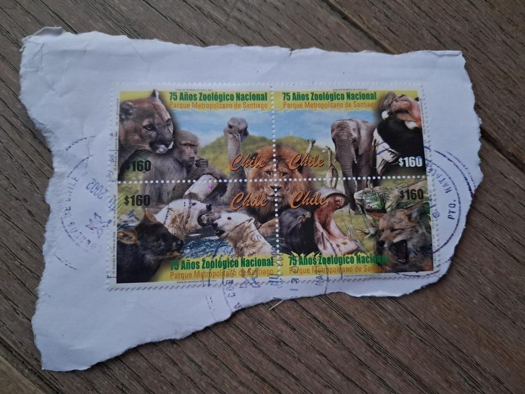 Onafgeweekte, bij elkaar horende postzegels Chili, 75 jaar Z, Ophalen of Verzenden