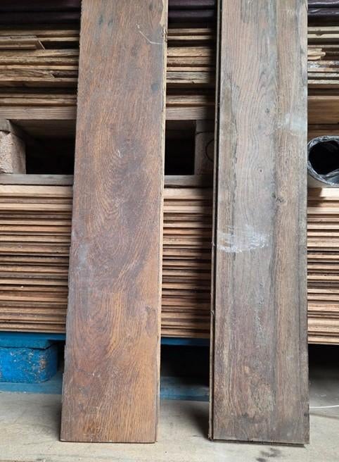 Partij eiken vloerplanken ca. 30 m², mes en groef, Doe-het-zelf en Bouw, Ophalen, Gebruikt, Minder dan 25 mm, Eiken