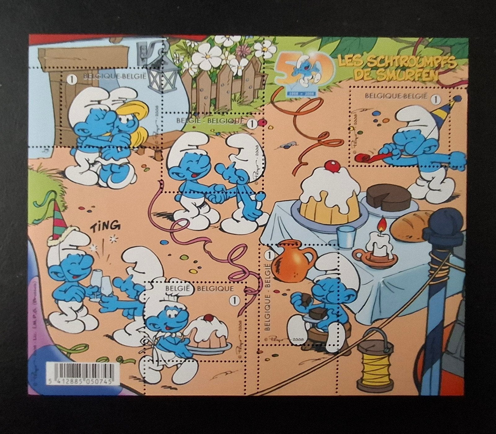 Belgique : COB 3809/13-BL159 ** Les Schtroumpfs 2008., Timbres & Monnaies, Timbres | Europe | Belgique, Sans timbre, Neuf, Enlèvement ou Envoi
