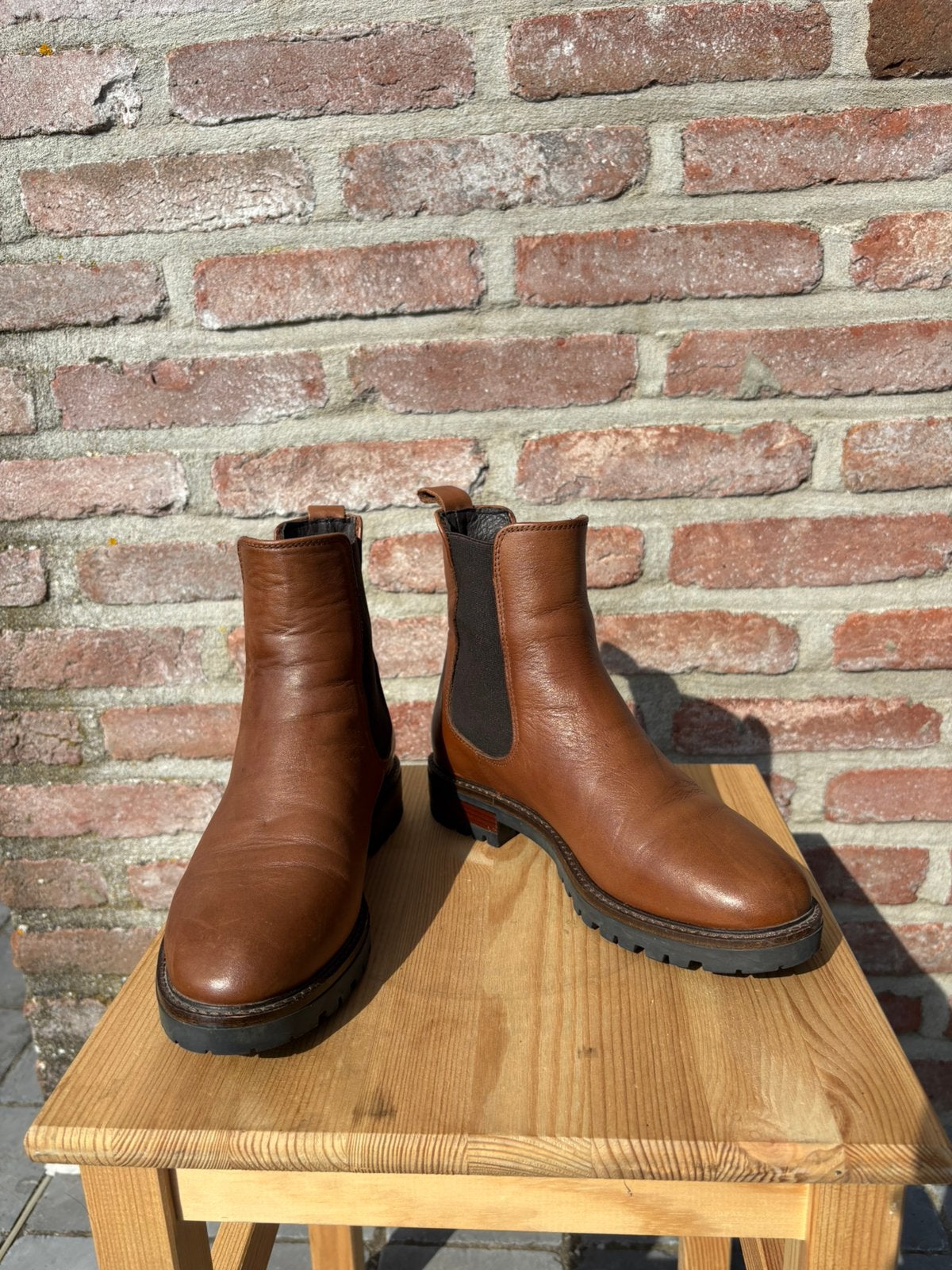Bruine enkellaarsjes, Comme neuf, Brun, Enlèvement, Boots et Botinnes