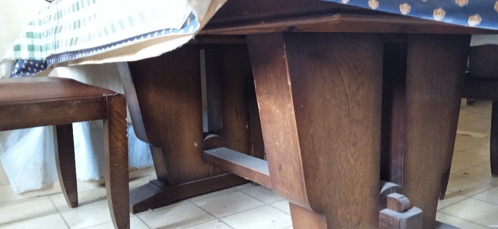 Table à rallonge + 6 chaises, Enlèvement, Utilisé, 4 à 6 chaises