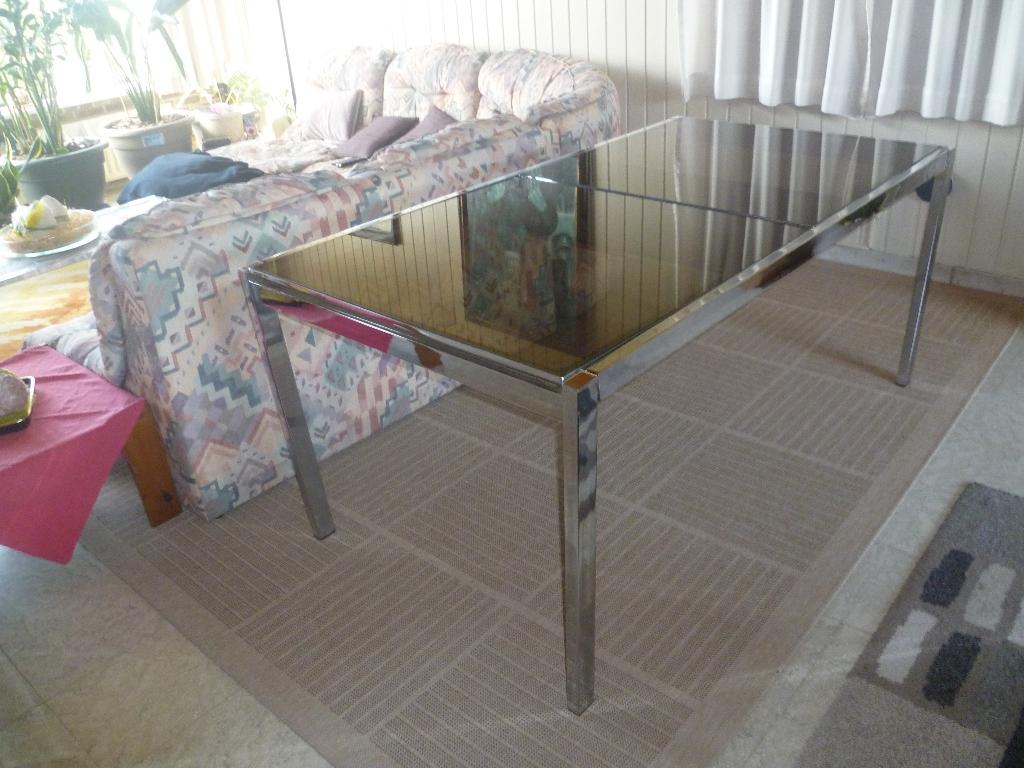 glazen tafel, Huis en Inrichting, Tafels | Eettafels, Gebruikt, 50 tot 100 cm, 150 tot 200 cm, Vijf personen of meer, Rechthoekig
