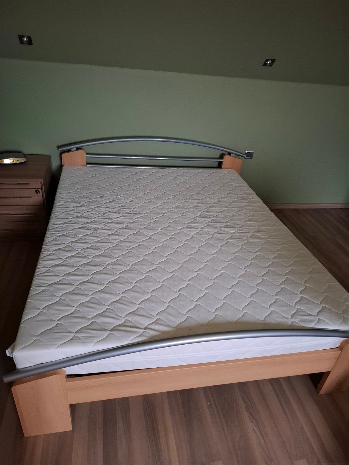 2 persoonsbed natural eik 160x200, Huis en Inrichting, Slaapkamer | Bedden, Ophalen, Overige kleuren, Tweepersoons, Zo goed als nieuw