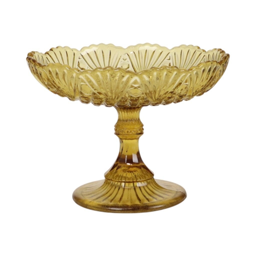 Art Deco Amber Hoge Fruitschaal Depression Glass 17cm, Antiek en Kunst, Ophalen of Verzenden