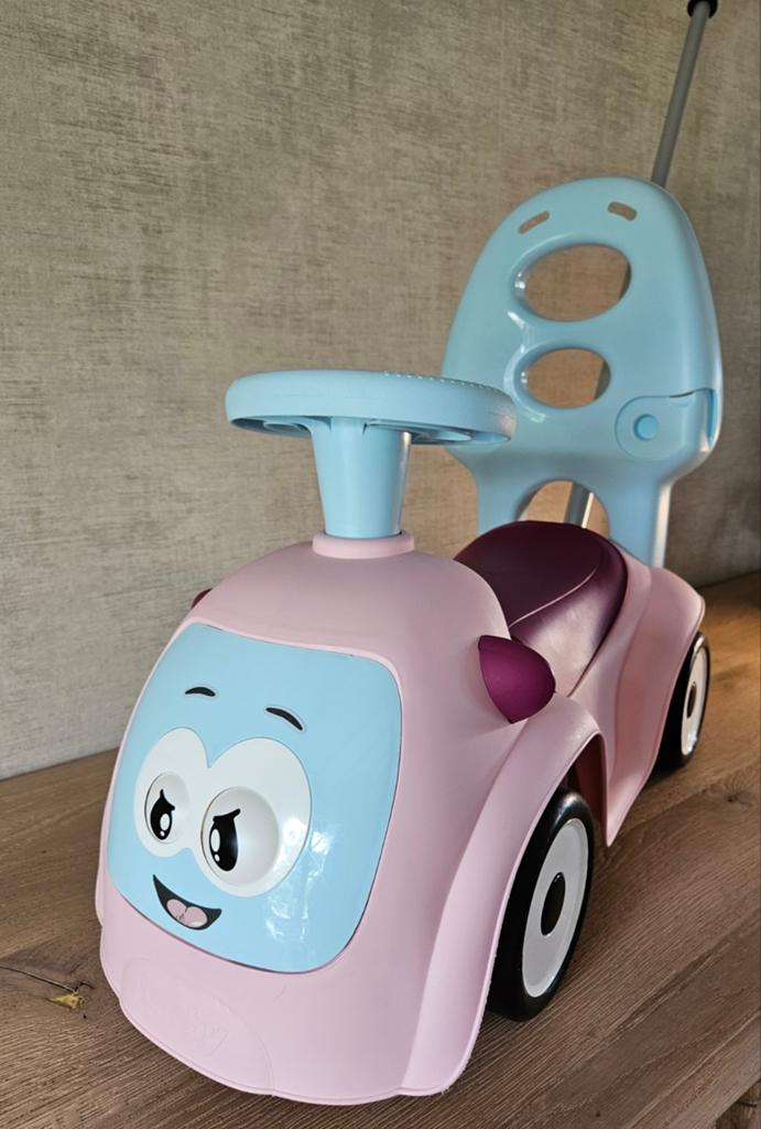 Smoby 3-in-1 Loopauto Roze/ Blauw - Compleet met duwstang, Kinderen en Baby's, Ophalen