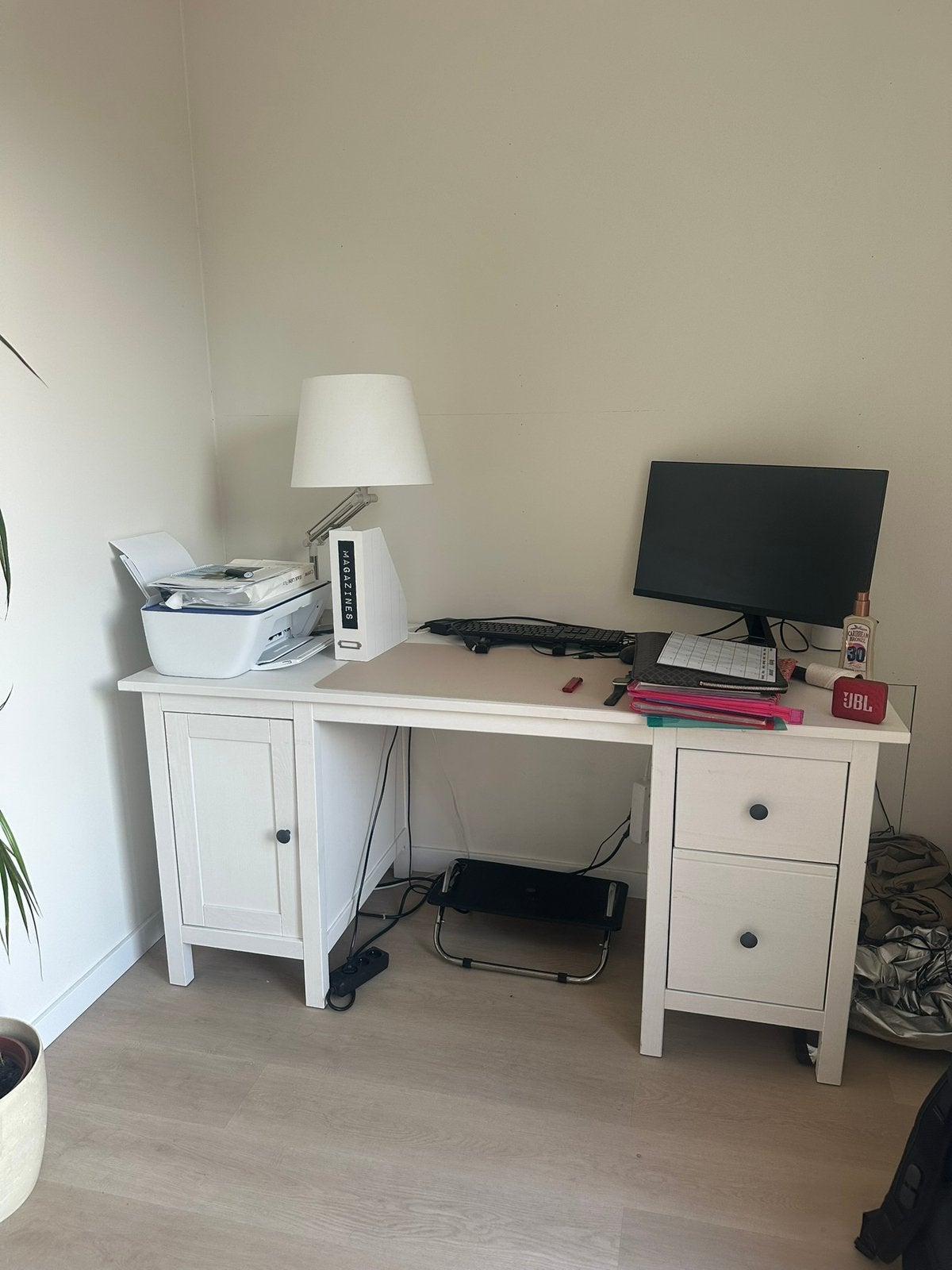 Desk Ikea White Wooden, Enlèvement, Comme neuf, IKEA, Blanc