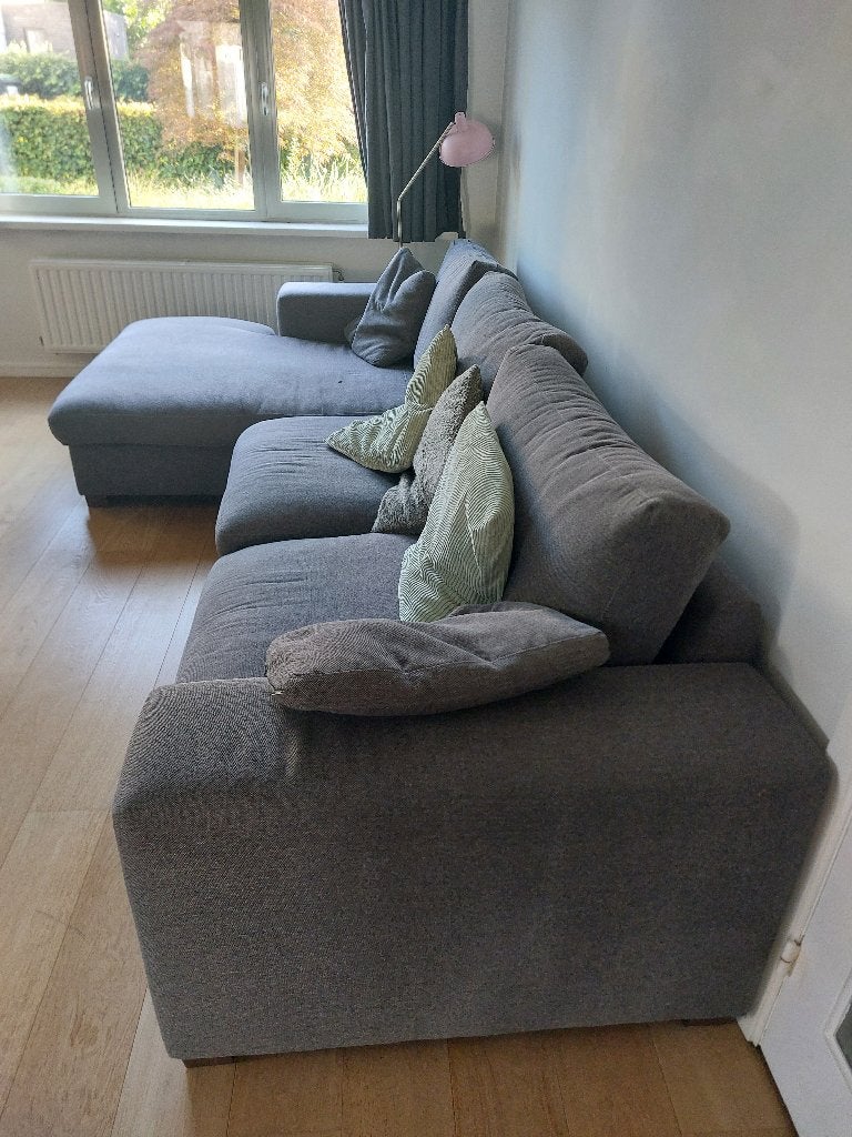 Zetel met longchair, Ophalen, Gebruikt, Minder dan 150 cm, Vierpersoons of meer
