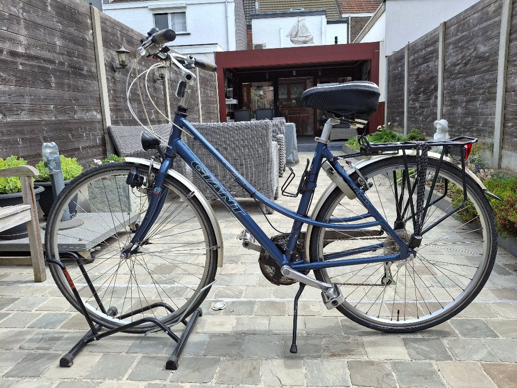 goed onderhouden heren en damesfiets, Ophalen, Gebruikt, Velgrem, Giant