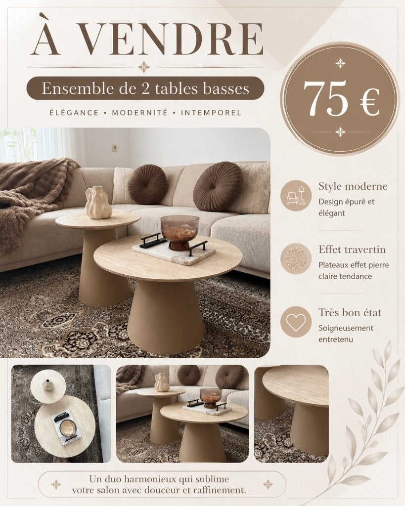 Ensemble de 2 table basses, Ophalen, 50 – 75, Gebruikt, 50 tot 100 cm