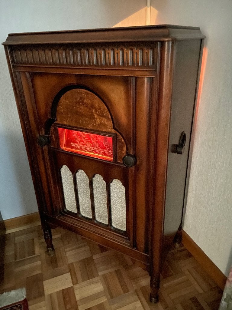 Antieke SBR buizenradio, jaren 30, Art Deco kast, Antiek en Kunst, Ophalen
