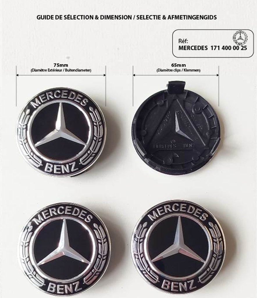 Logos caches moyeux Mercedes 75mm, Enlèvement ou Envoi, Neuf, Jante(s)