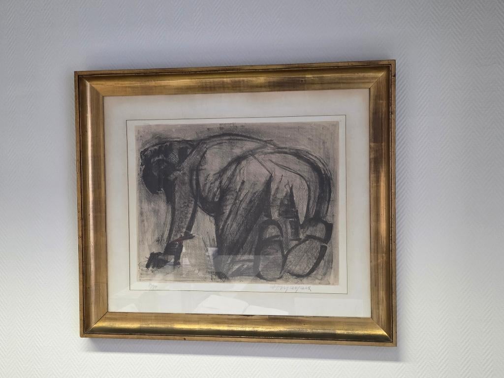 Lithographie d'Hubert Malfait « Le Travailleur », Peinture et dessin, Comme neuf, Hubert Malfait, Enlèvement