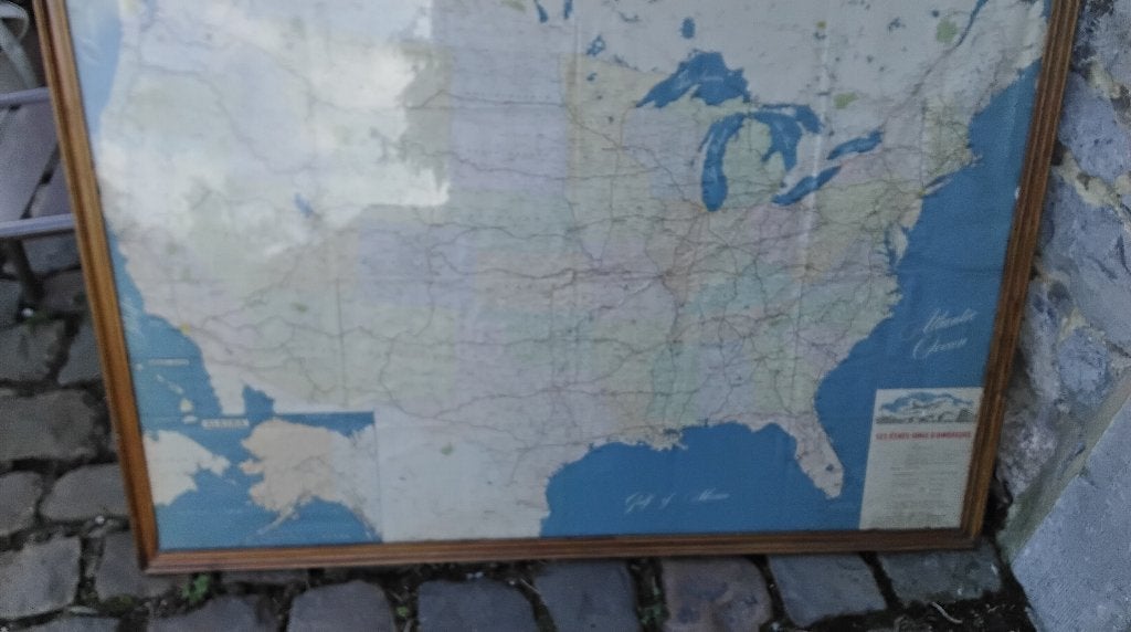 Ancienne carte geographique USA 1940, Livres, Autres régions, Enlèvement, Utilisé, Carte géographique