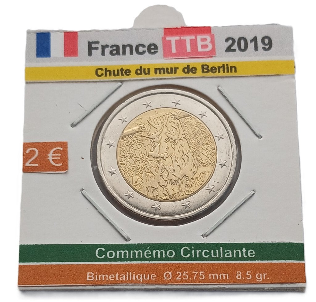 FRANCE 2 €uros Année 2019 chute mur Berlin, Timbres & Monnaies, Envoi, France, 2 euros, Monnaie en vrac
