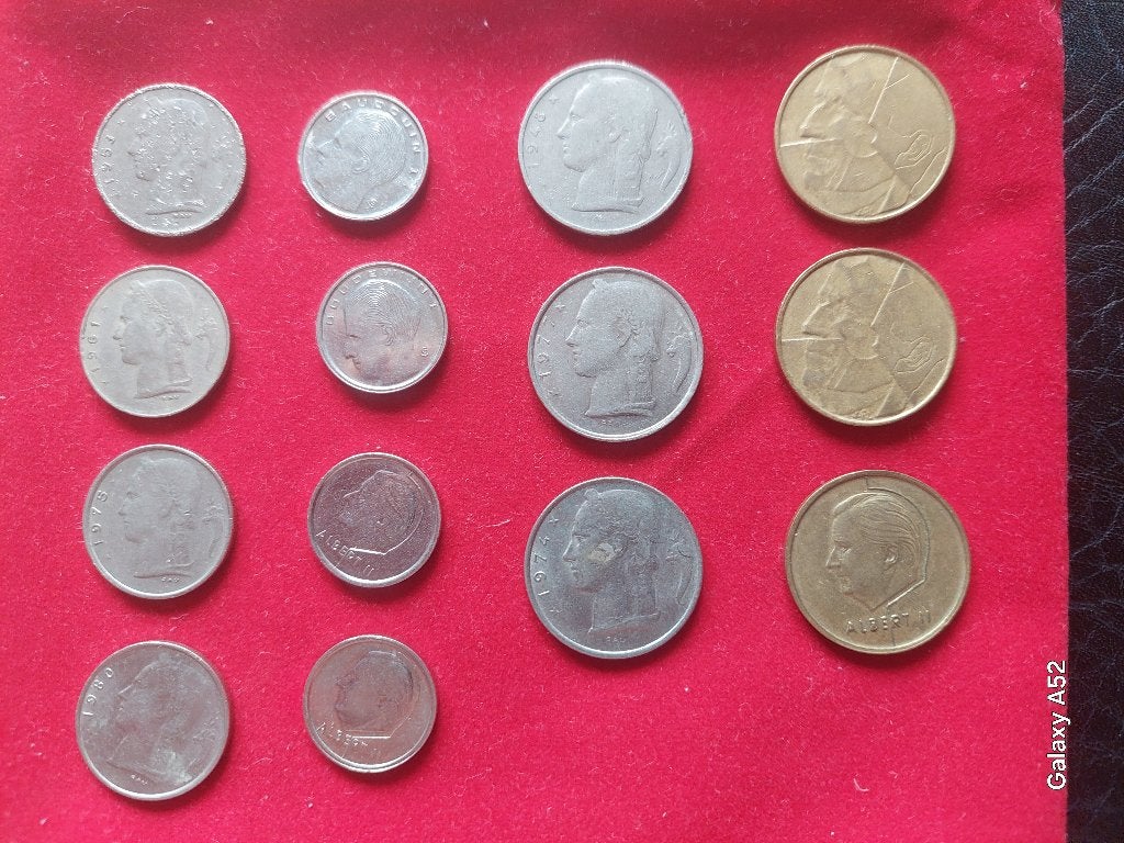 set van 20 Belgische munten: 1, 5, 10, 20, 50 Frank, Ophalen of Verzenden, Metaal, Setje