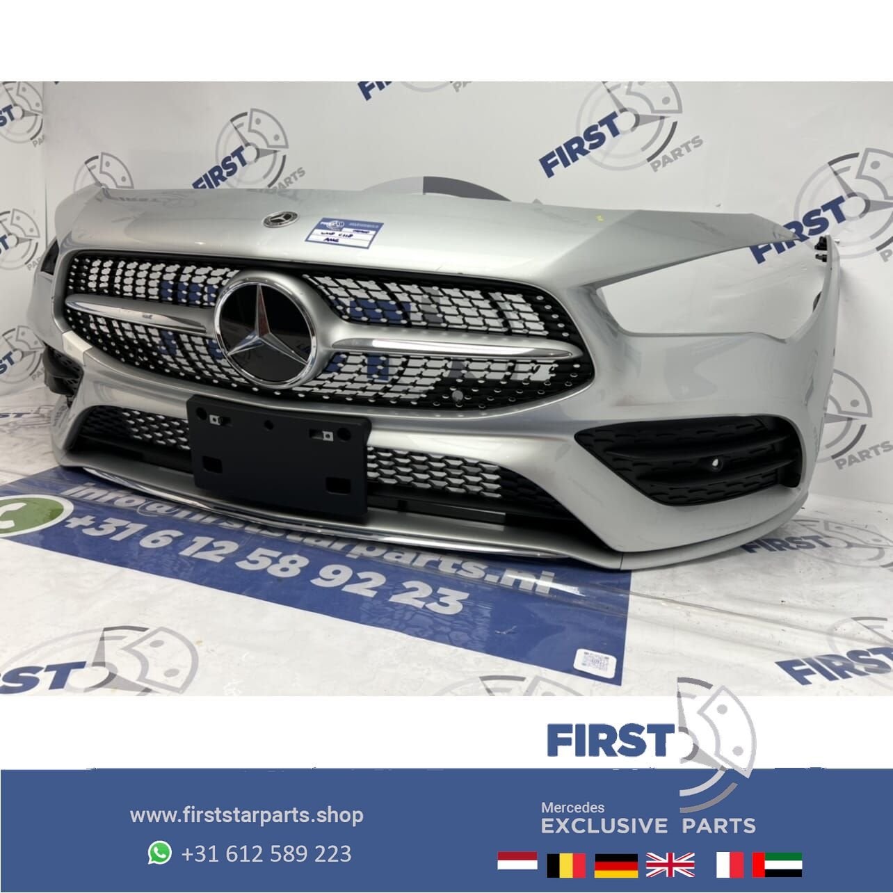 W118 CLA AMG BUMPER ZILVERGRIJS VOORBUMPER + DIAMOND GRILLE, Utilisé, -, Avant, -