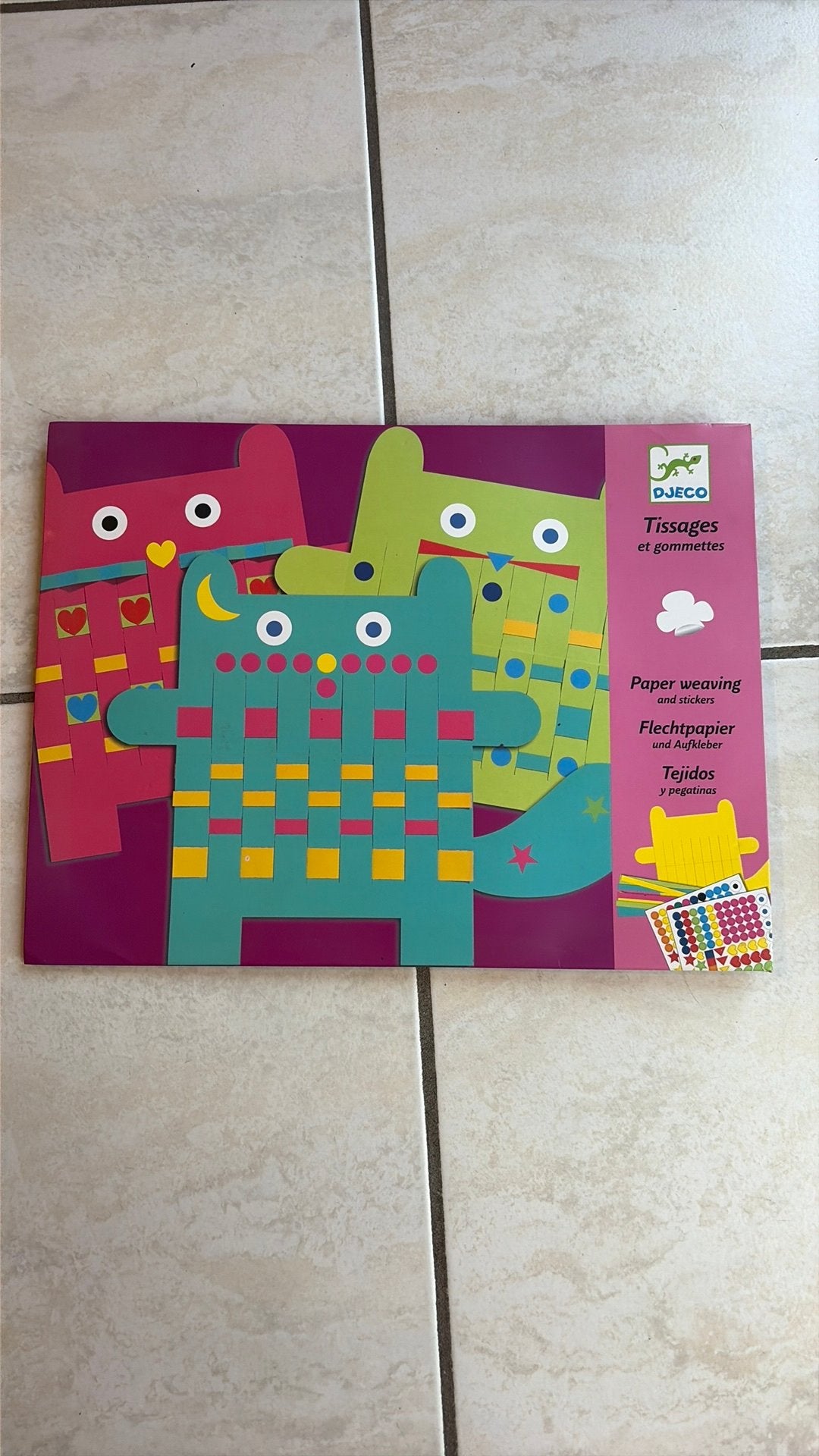 Djeco ~ tissage de papier et autocollants : chats, Envoi, Neuf, Papier, Carnet de croquis ou à dessin