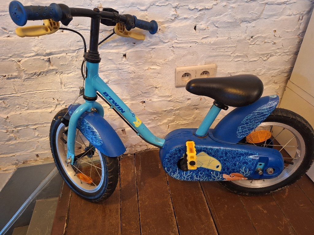 B'twin 14 inch fiets 3-5 jaar, Fietsen en Brommers, Ophalen, Gebruikt, Velgrem, Minder dan 16 inch