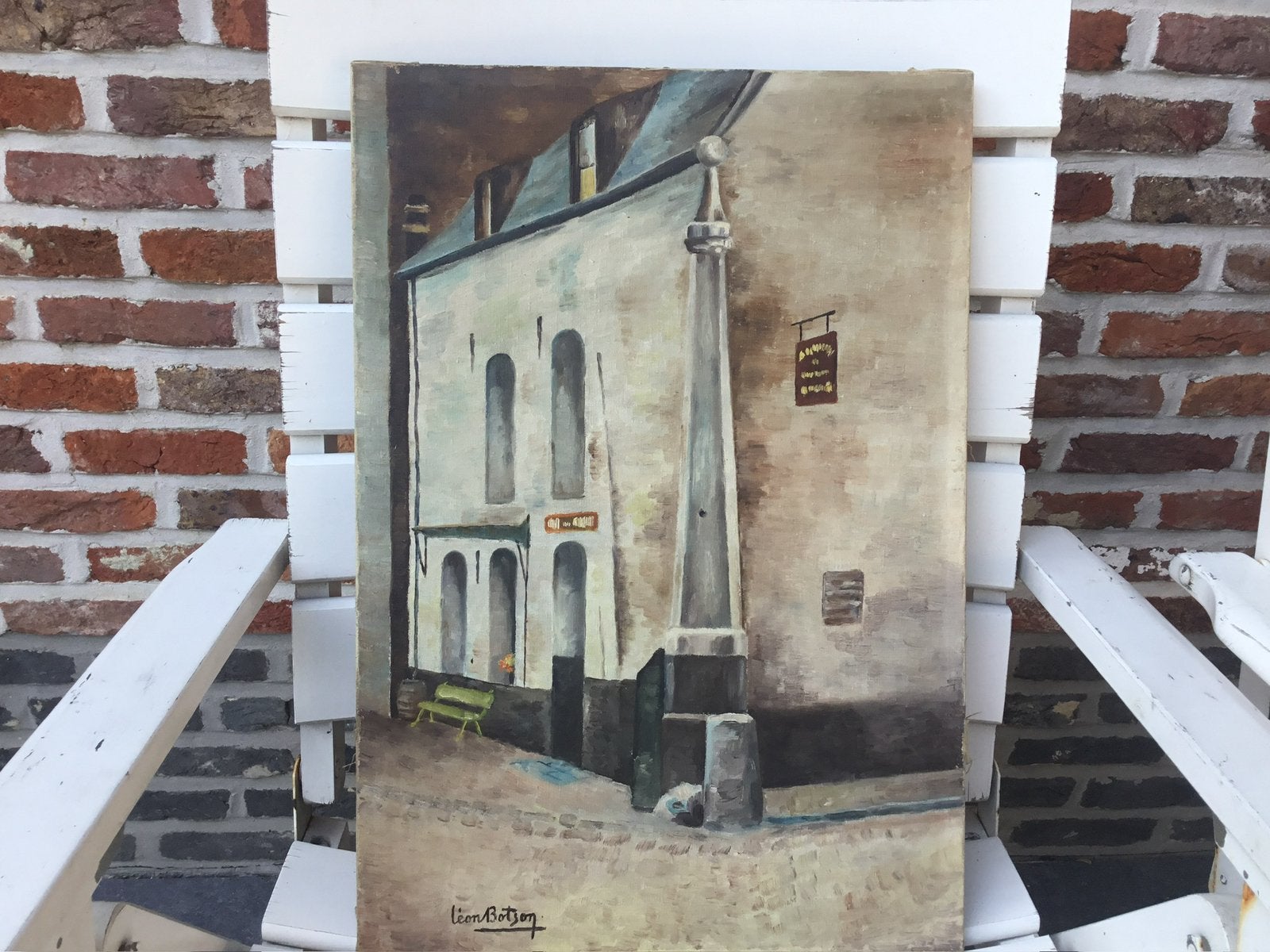 Olie/doek-getekend-afmetingen 55x38 cm-getekend Léon Botson, Antiek en Kunst, Ophalen, Doek