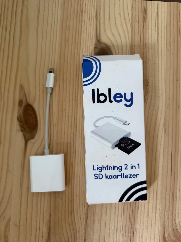 Ibley Lightning 2 in 1 SD kaartlezer wit voor iPhone en iPad, Telecommunicatie, Ophalen, Gebruikt, Apple iPhone
