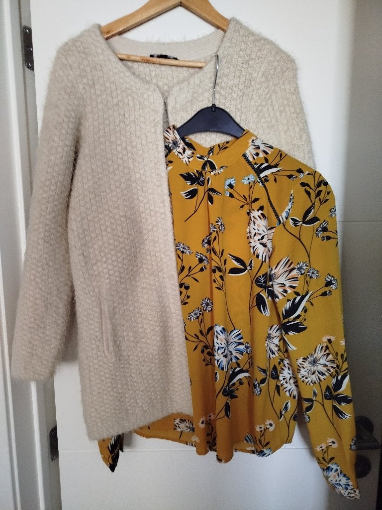 Un gilet long avec un chemisier, Taille 38/40 (M), Enlèvement ou Envoi, Beige, Morgan