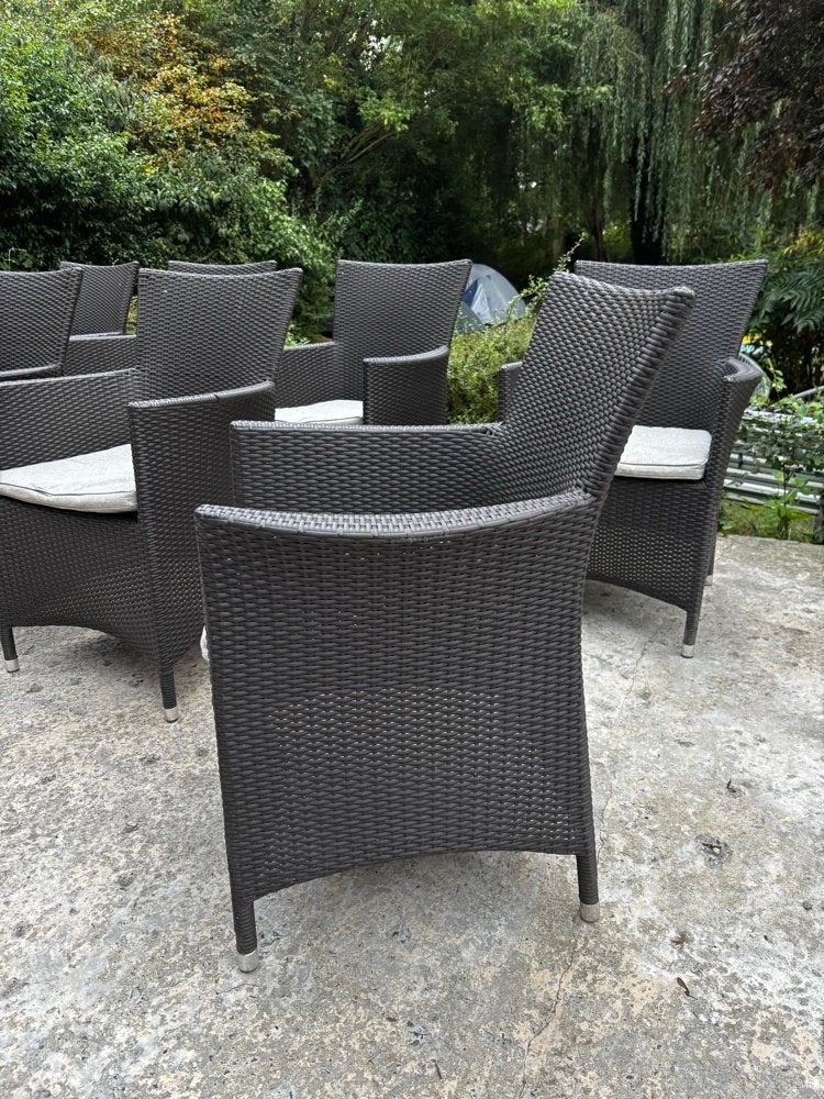 Mooie set van 8 tuinstoelen met zitkussens, Jardin & Terrasse, Chaises de jardin, Enlèvement, Comme neuf, Osier