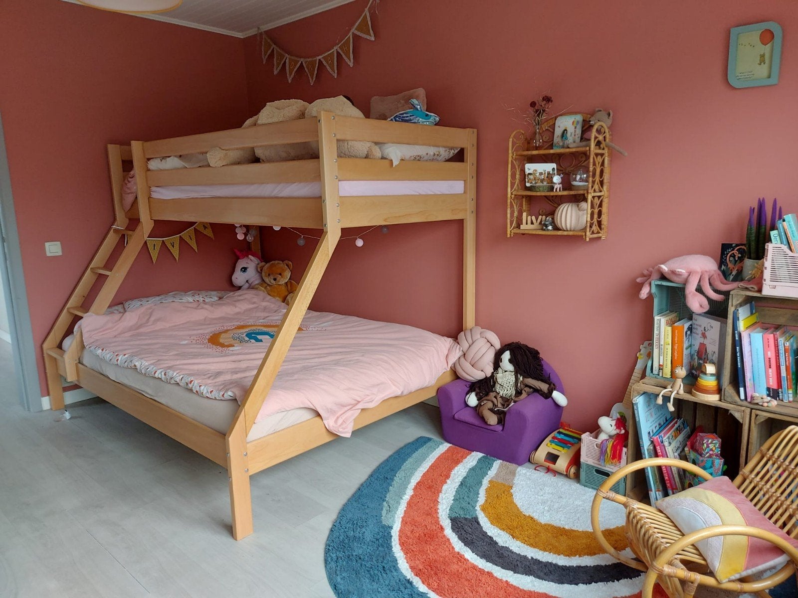 stapelbed massief beukenhout, Kinderen en Baby's, Kinderkamer | Stapelbedden en Hoogslapers, Ophalen, Stapelbed