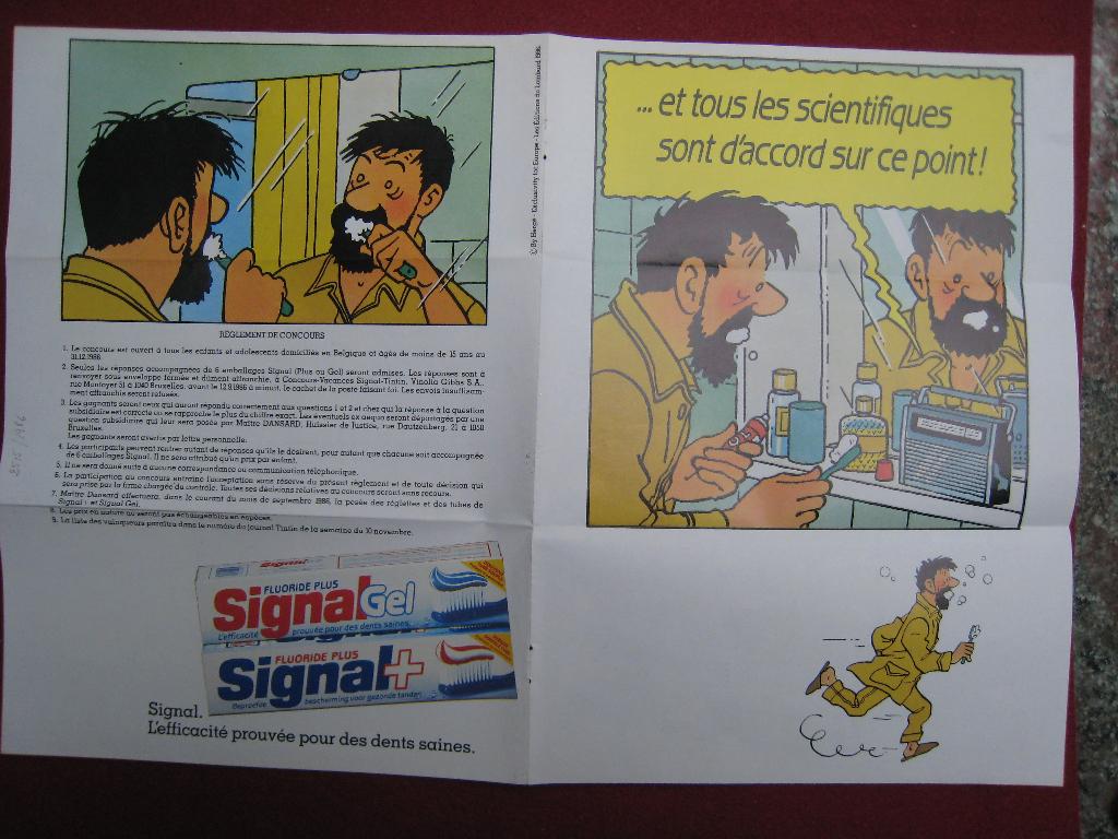 Dentifrice publicitaire Tintin Signal 1986, Envoi, Tintin, Comme neuf, Image, Affiche ou Autocollant