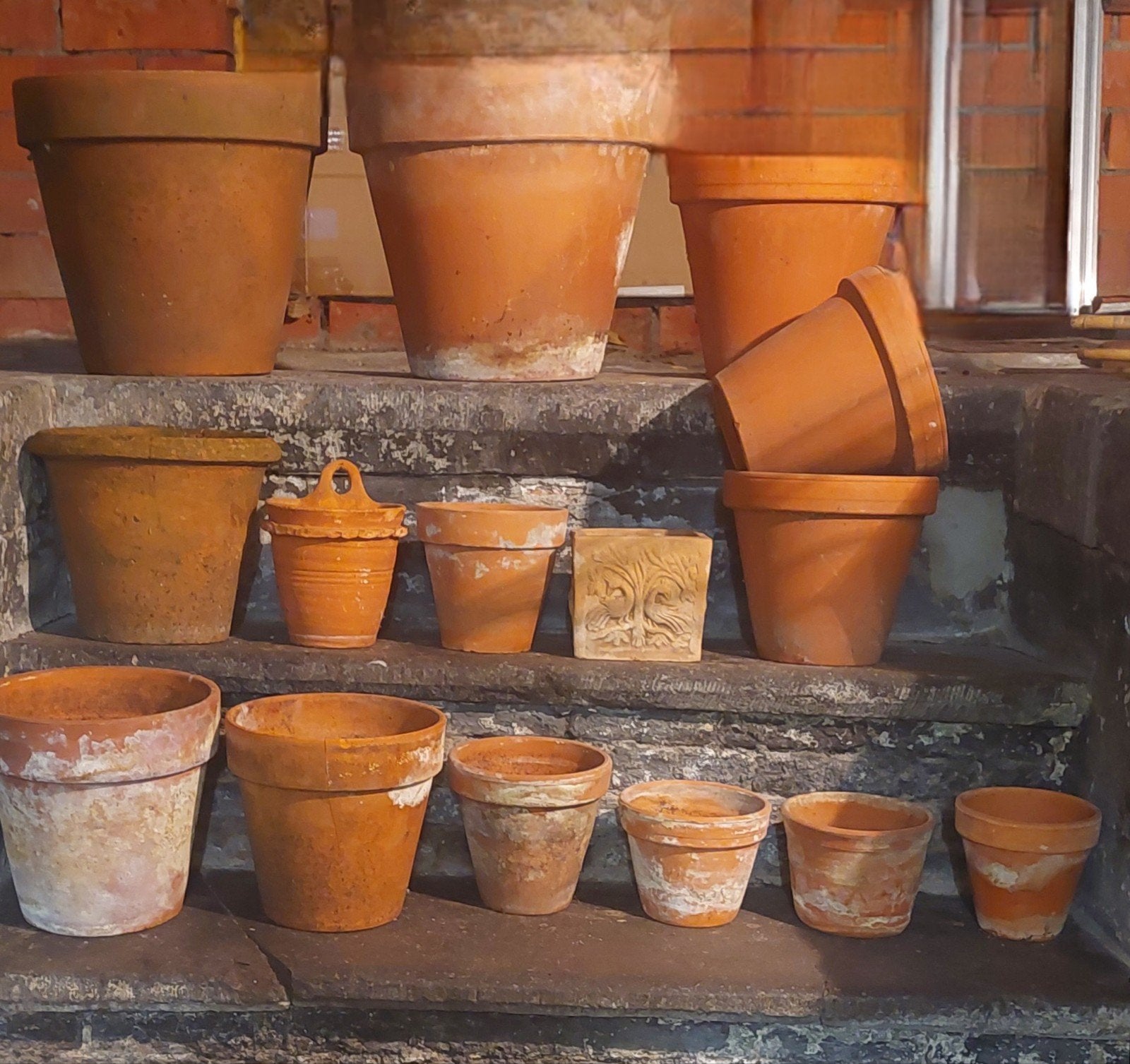 terracotta bloempotten, Tuin en Terras, Ophalen, Gebruikt, Terracotta, Binnen
