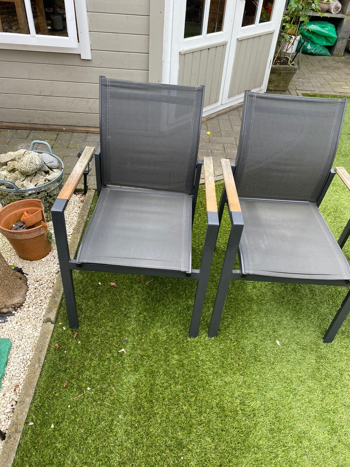 Vier mooie terras stoelen, Ophalen, Gebruikt, Aluminium
