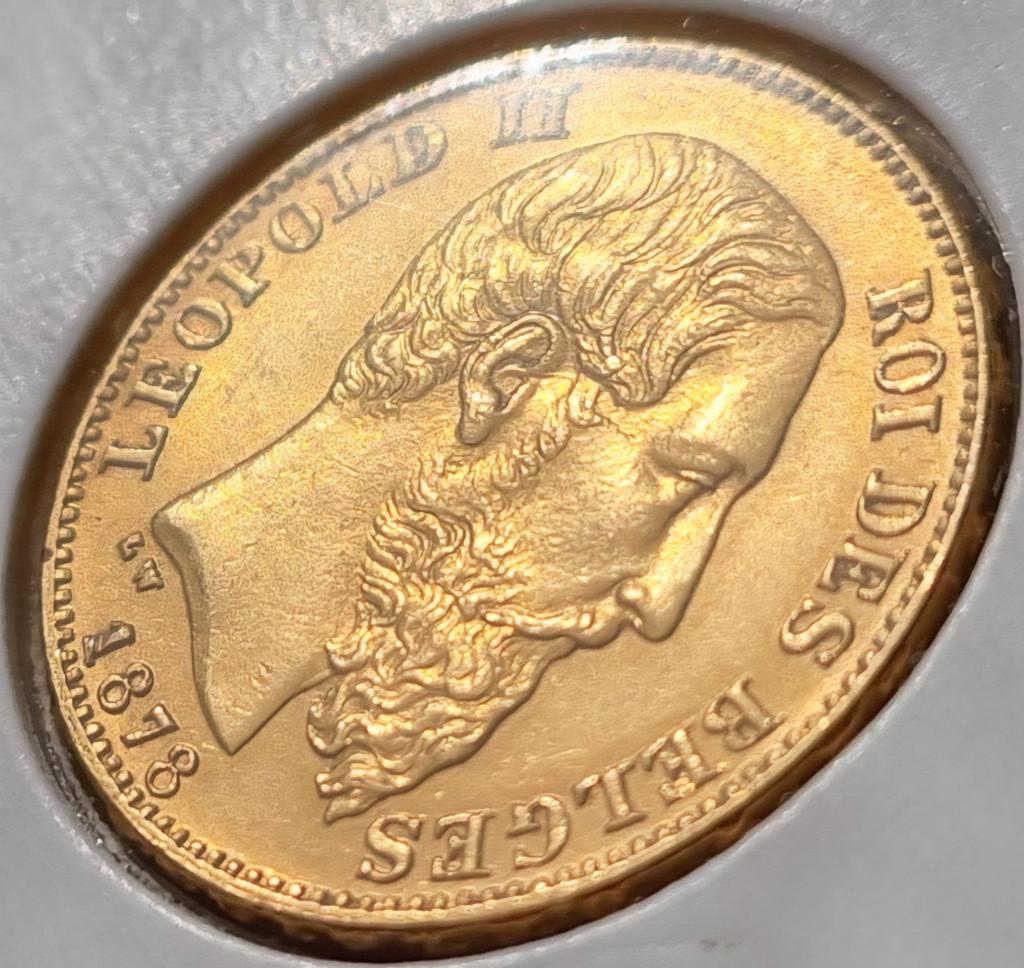 20 Francs 1878 Leopold II / UNC kwaliteit, Losse munt, Goud, Goud, Ophalen of Verzenden
