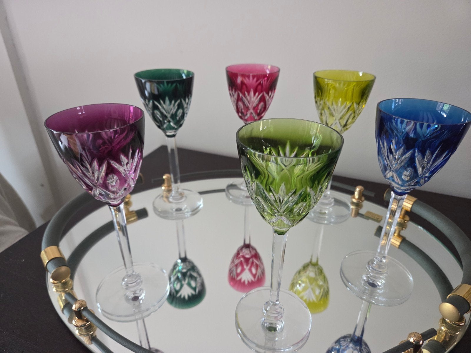 Val. St. Lambert/ 6 glazen verschillende kleuren, Ophalen, Overige merken, Zo goed als nieuw, Overige stijlen