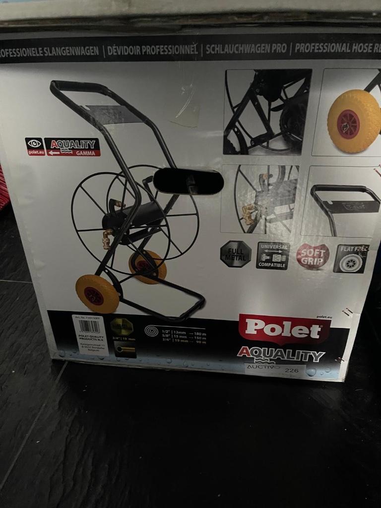 Polet AQUALITY professionele slangenwagen  full metal uitv., Ophalen, Nieuw, Tuinslanghaspel