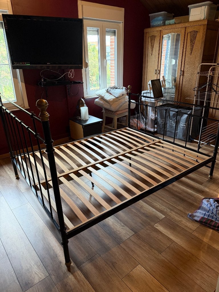 Tweepersoonsbed, Huis en Inrichting, Ophalen, Gebruikt, Zwart, Tweepersoons