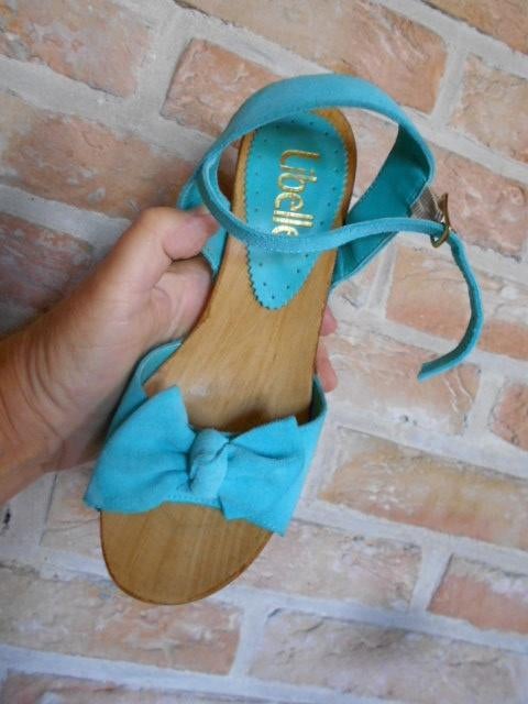 zomerschoenen, gloednieuw, turkoois leder, libelle, m 36, Kleding | Dames, Schoenen, Nieuw, Schoenen met hoge hakken, Blauw, Ophalen of Verzenden