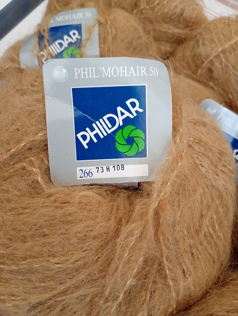 Phildar Phil'mohair 50 caramel/okerkleurige wol mohair 16x, Hobby en Vrije tijd, Ophalen of Verzenden, Nieuw, Breien of Haken