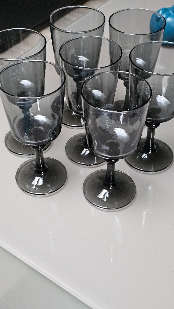 Lot de 7 verres fumés gris IKEA Vintage Bedårande, Enlèvement