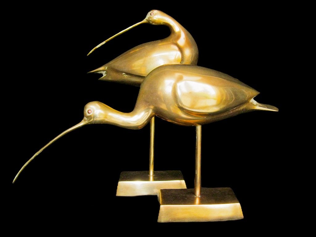 Holliwood Regency koperen wulpen vogels., Ophalen, Koper