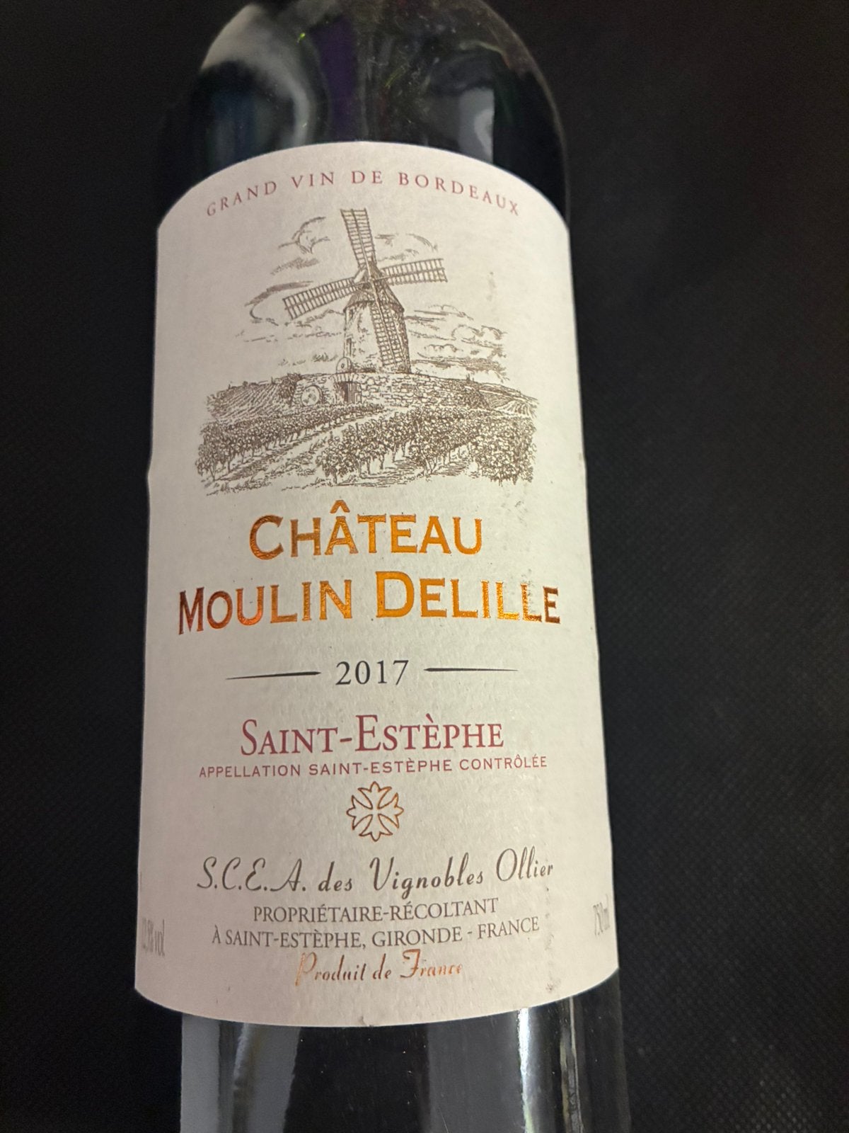 Chateau Moulin Delille 2017, Ophalen of Verzenden, Zo goed als nieuw