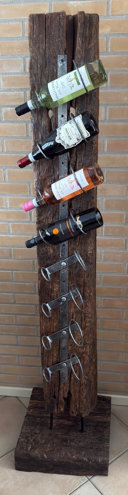 Wijnrek van hout en metaal, Ophalen, Zo goed als nieuw, Hout, 5 tot 15 flessen