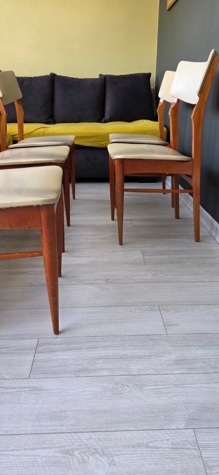 ​5 vintage stoelen jaren '60-'70 | hout & skai, Ophalen