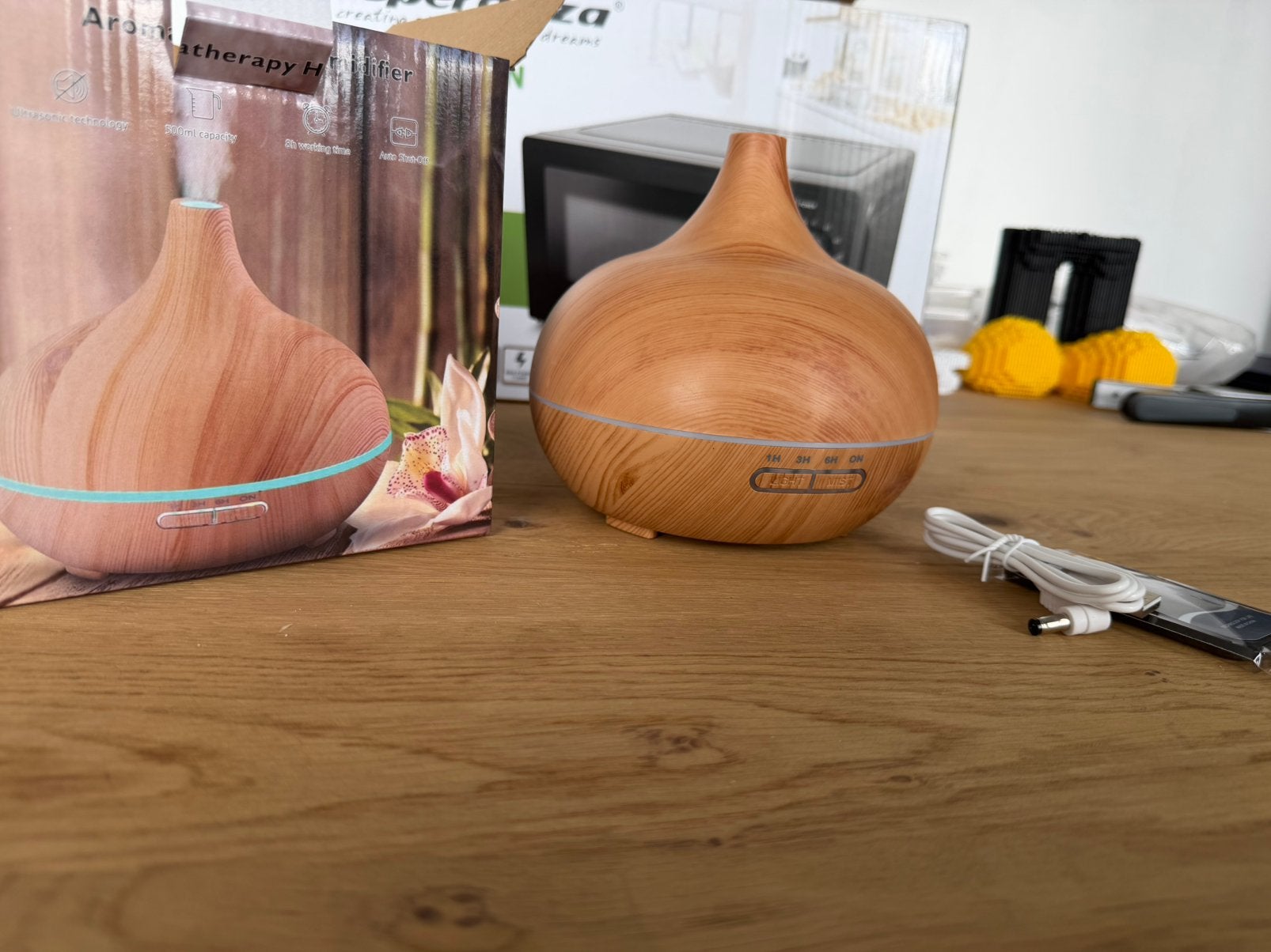 Aroma Diffuser / Luchtbevochtiger 300 ml – Houtlook, Huis en Inrichting, Ophalen of Verzenden, Overige typen