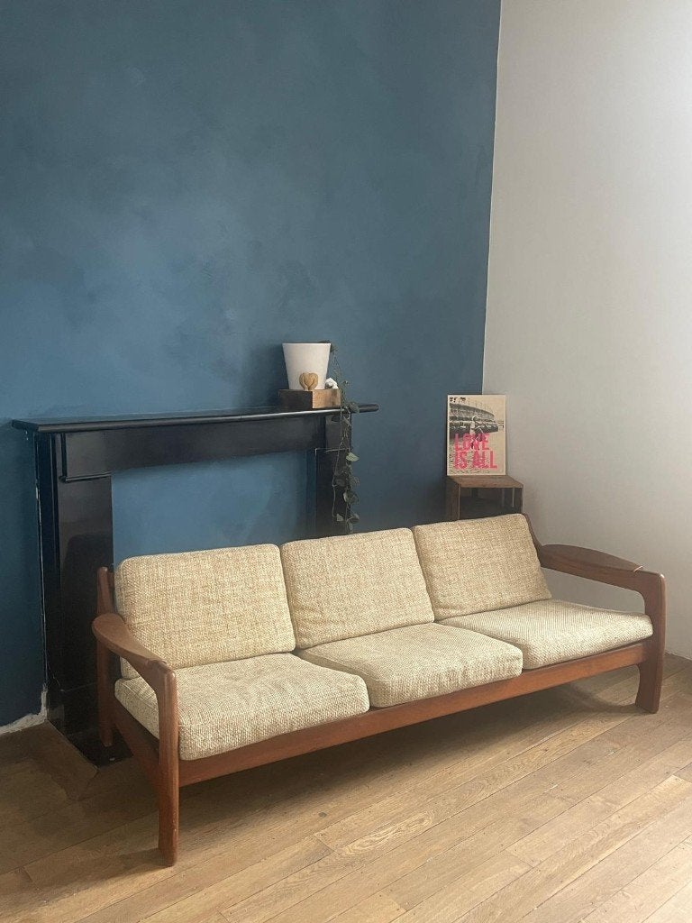 Canapé vintage scandinave teck, Huis en Inrichting, Zetels | Zetels, Ophalen, Gebruikt, 150 tot 200 cm, Vintage scandinave teck